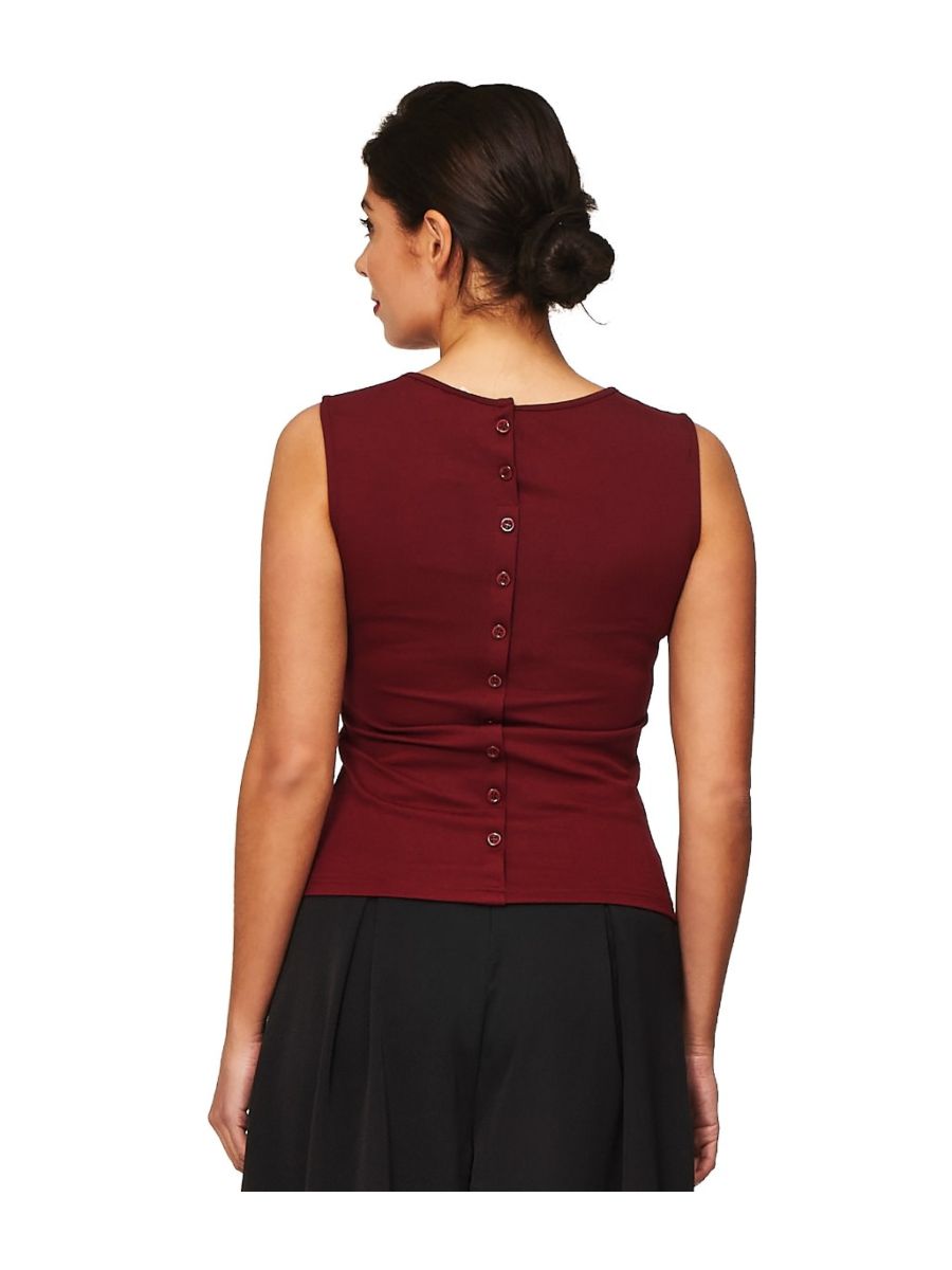 Banned Retro Basic Instinct Keyhole Vintage Top Burgundy