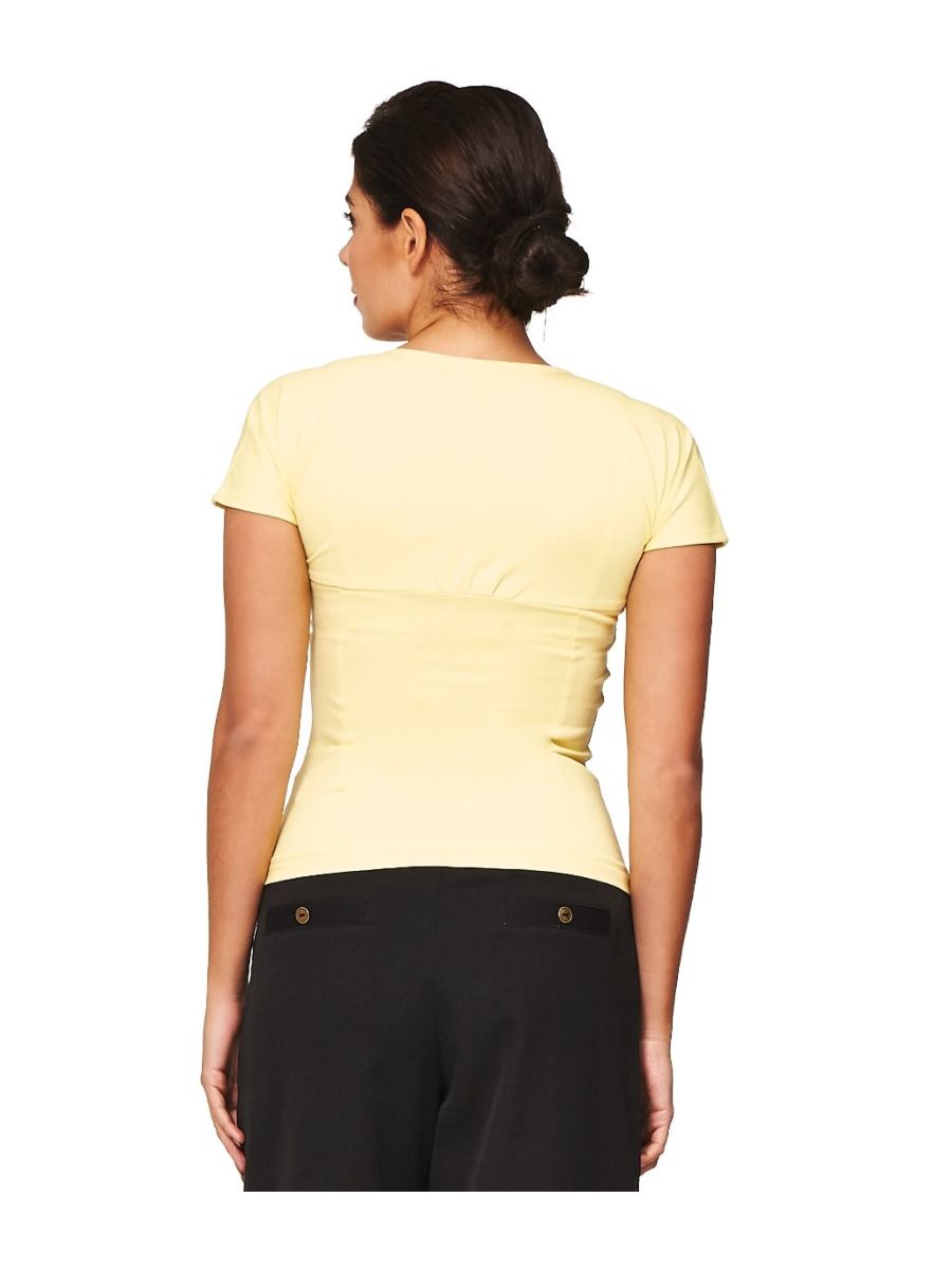 Banned Retro She Who Dares Vintage Twist Top Yellow