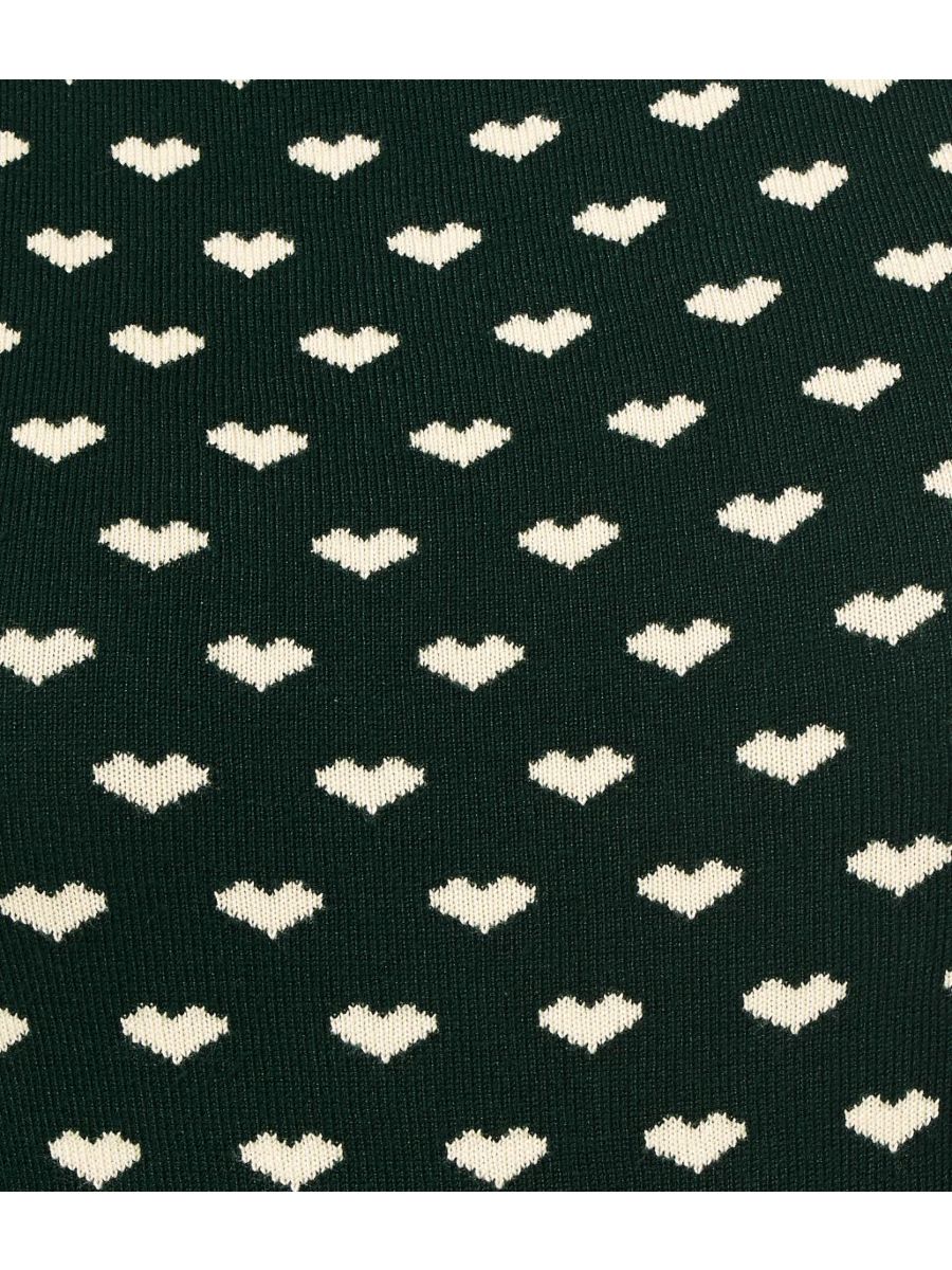 Banned Retro Charming Heart Vintage Boat Neck Knit Top Forest Green