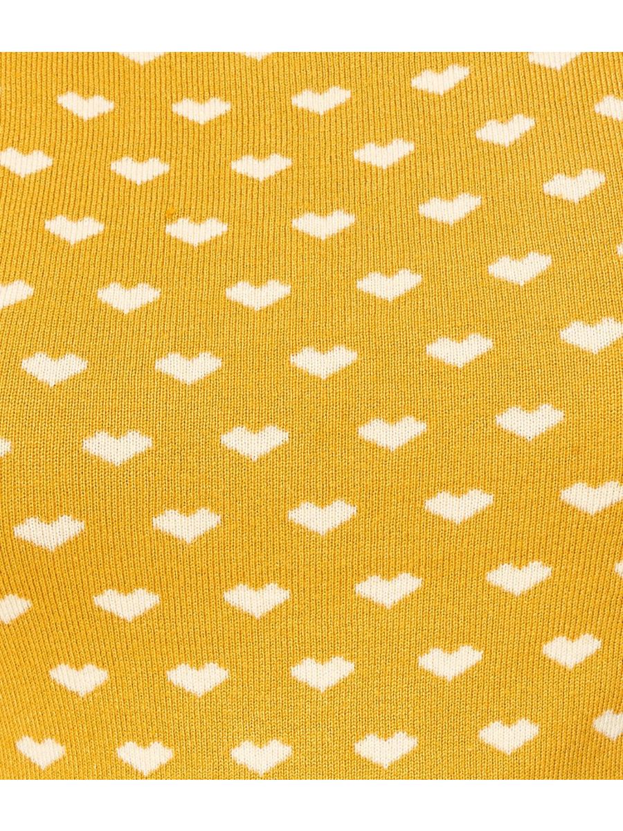 Banned Retro Charming Heart Vintage Boat Neck Knit Top Mustard Yellow