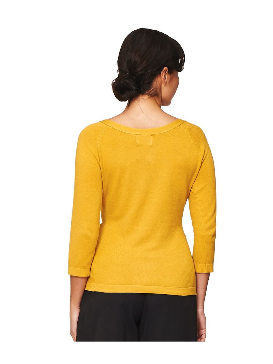 Banned Retro Pretty Illusion Vintage Knit Top Mustard