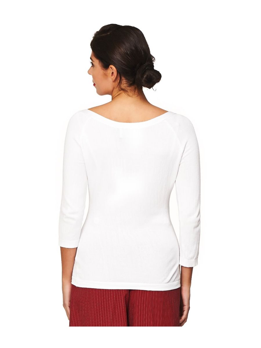 Banned Retro Pretty Illusion Vintage Knit Top Off White