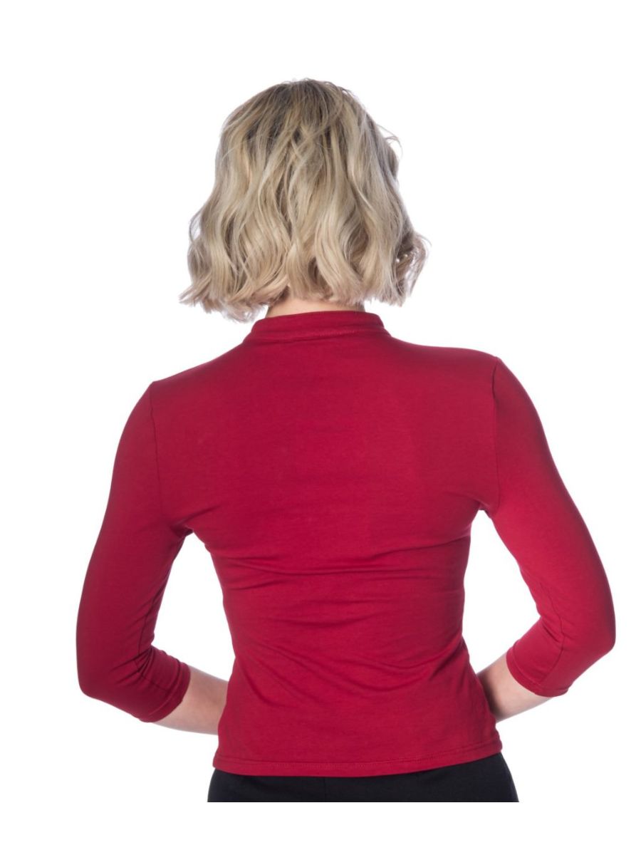 Emily Peek A Boo Mandarin Collar Top