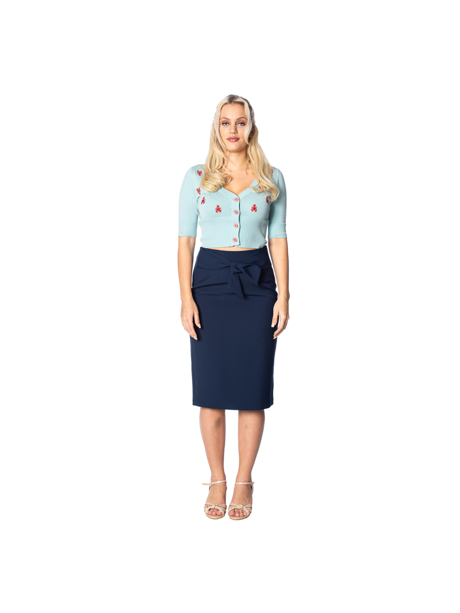 TROPICAL DAY 50S TIE FRONT PENCIL SKIRT