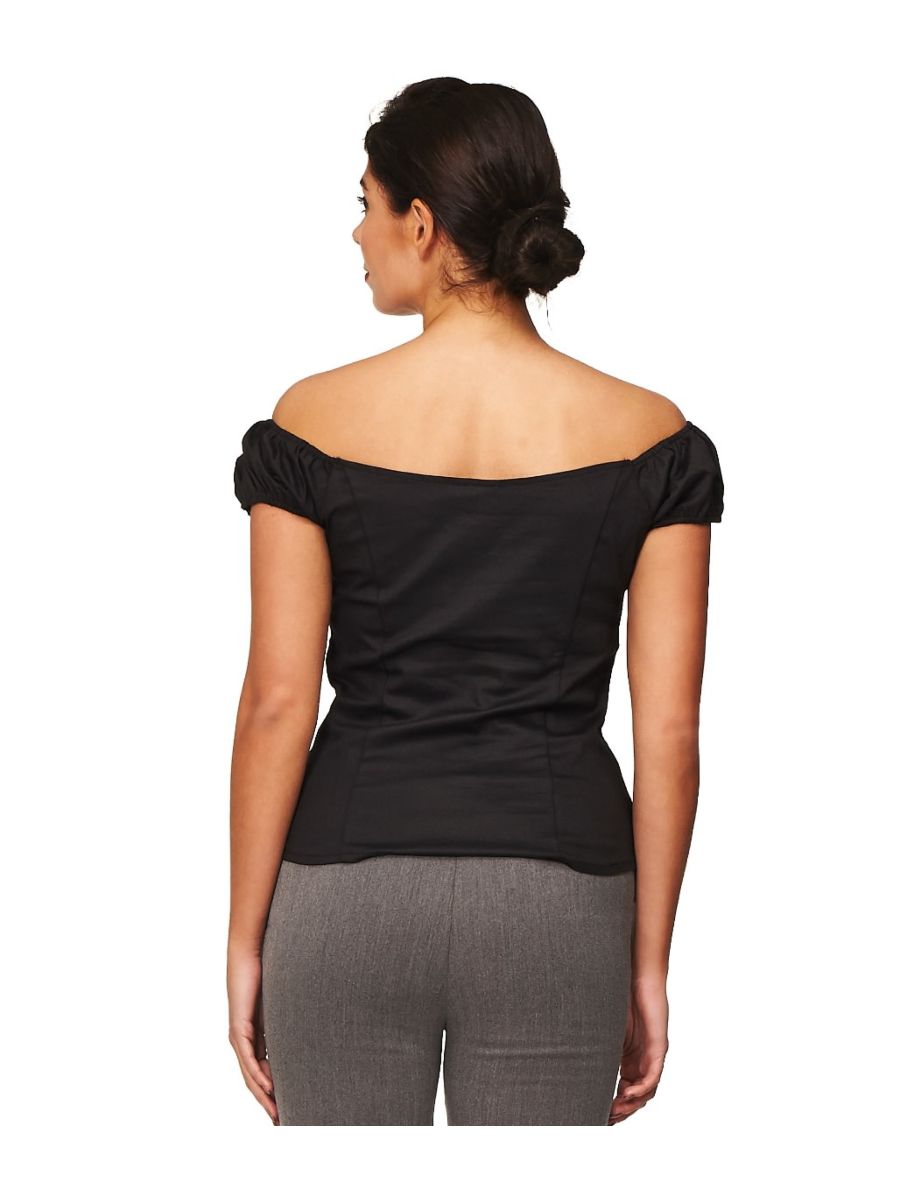 Banned Retro Winnie Off Shoulder Vintage Top Black