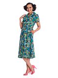 30's Style Collar Swing Dress Forest Print by Banned Retro